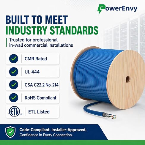 Cat7 S/FTP Ethernet Cable 500ft LAN, Category 7 Network Cable 23 AWG 4 Pair Solid Bare Copper 750Mhz 1000M 4 Twisted Pairs, CMR Rated, Aluminum Foil Shielding (Blue) in Kuwait