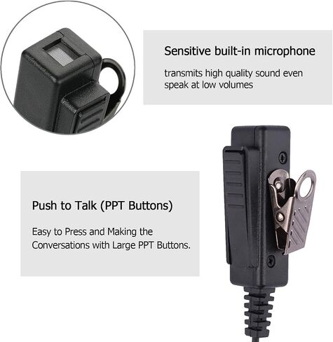 Compatible with Baofeng UV-5R BF-F8HP UV-82 Radios Earpiece Kenwood 2 Pin Two Way Radio Headset Walkie Walkie Surveillance Kit Police Headphone (1 Pack) in Kuwait