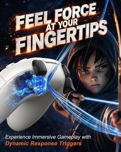 Gamrombo Haptic Feedback Controller for PS5, Wireless Controller, Built-in Microphone with One-Click Mute Function, with Dynamic Response Trigger in Kuwait