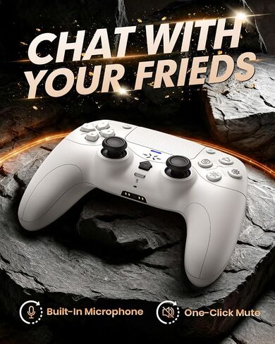 Gamrombo Haptic Feedback Controller for PS5, Wireless Controller, Built-in Microphone with One-Click Mute Function, with Dynamic Response Trigger in Kuwait