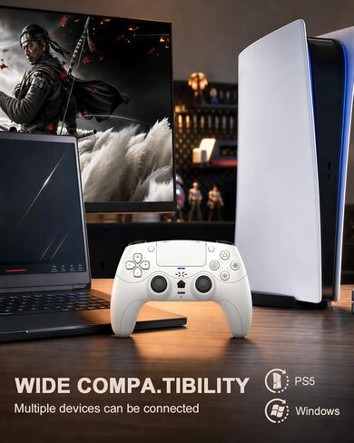Gamrombo Haptic Feedback Controller for PS5, Wireless Controller, Built-in Microphone with One-Click Mute Function, with Dynamic Response Trigger in Kuwait
