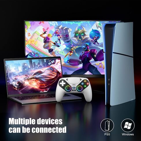 Gamrombo for PS5 Controller, Wireless Controller for PlayStation 5, PS5 Slim/Pro & PC with 9 Colors RGB Light, Dual Vibration, Turbo, Macro, 3.5mm Audio Jack & Speaker in Kuwait