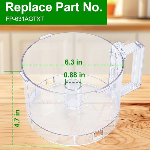 7-Cup Food Processor Work Bowl Compatible with Cuisinart DLC-10 Series（4tabs）, Replace#: FP-631AGTXT,Note: This is a replacement for the one with 4 tabs on the rim ONLY in Kuwait