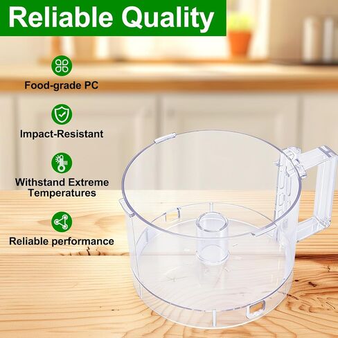 7-Cup Food Processor Work Bowl Compatible with Cuisinart DLC-10 Series（4tabs）, Replace#: FP-631AGTXT,Note: This is a replacement for the one with 4 tabs on the rim ONLY in Kuwait