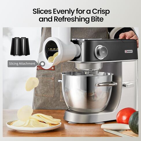 Hauswirt Slicer Shredder Attachment for M5 Stand Mixer, Salad Machine with Vegetable Slicer, Salad Maker, Food Slicers Cheese Grater Attachments, Dishwasher Safe, stainless steel in Saudi Arabia