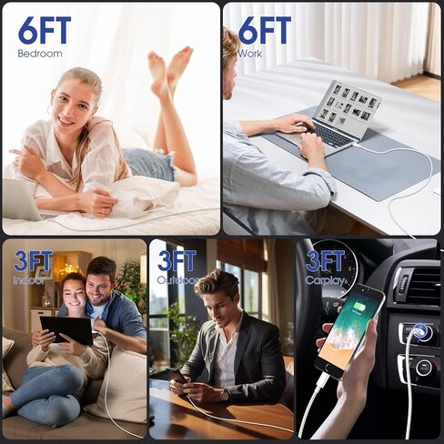 USB C to USB C 60W Fast Charging Cable 5-Pack [3ft+3ft+3ft+6ft+6ft] White in Kuwait