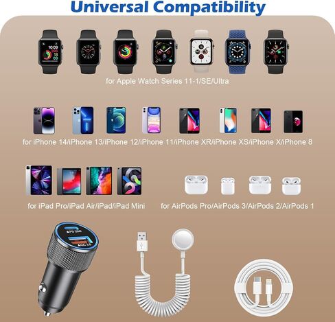 Car Charger for Apple Watch 38W iPhone Car Charger Fast Charging Adapter in Kuwait