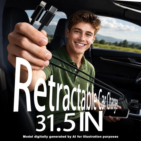Retractable Car Charger USB C Fast Charging 120W, Car Accessories Cigarette Lighter Adapter Car iPhone17 16 15 14 13, Galaxy S26, Pixel Charger Travel Essentials Gift for Travelers, Men, Women in Kuwait