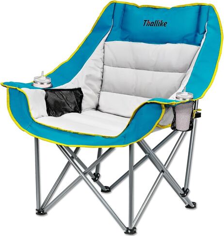 Oversized Camping Chair for Adults – Heavy Duty Folding Chair with Cup Holders, Storage Pocket & Carry Bag – Outdoor Padded Camp Chair for Camping, Backyard, Fishing & Sports – Supports 400lbs in Kuwait