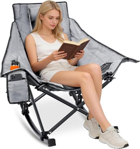 Suteck Oversized Rocking Camping Chair, Thick Padded Camp Rocker for Adults in Kuwait