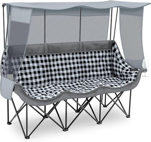Teenyyou 3 Person Camping Chair with Canopy, 700lbs Heavy Duty, Black in Kuwait