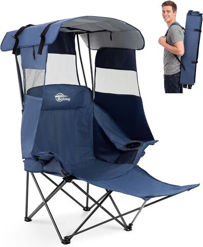 Bolosy Camping Chair with Foot Rest Beach Chair with Canopy Shade in Kuwait