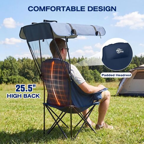 Bolosy Camping Chair with Foot Rest Beach Chair with Canopy Shade in Kuwait