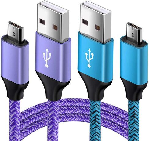 Android Charger Micro USB Cable 2 Pack 6ft Long Braided Cords Fast Charging in Saudi Arabia