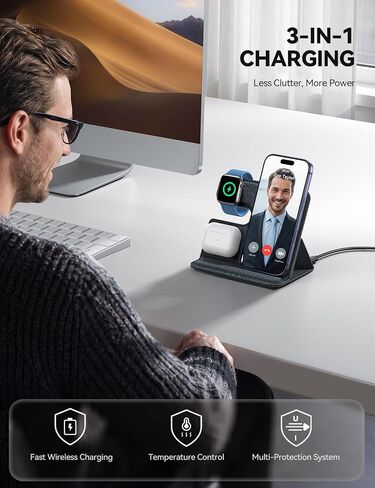 Lamicall 3 in 1 Charging Station for Apple - Foldable Travel Charger Stand in Kuwait