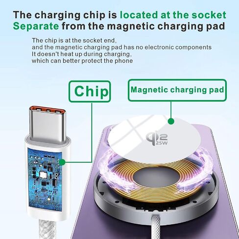 25W Magnetic Wireless Charger :Qi2.2 Qi2 Compatible with MagSafe Fast Charger for iPhone Air 17e 17 16 15 14 Pro Max, Samsung Galaxy S26 S25, Google Pixel 11 10&AirPods, Gift for Desk Travel in Kuwait