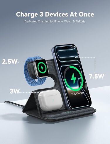 Lamicall 3 in 1 Charging Station for Apple - Foldable Travel Charger Stand in Kuwait