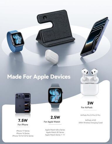 Lamicall 3 in 1 Charging Station for Apple - Foldable Travel Charger Stand in Kuwait
