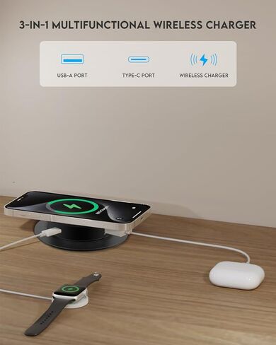 Desktop Wireless Charger, Pop Up 15W Fast Retractable Desk Charger in Kuwait