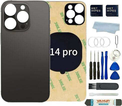 Back Glass Replacement for iPhone 14 Pro Max 6.7inch ​Back Cover with Pre-Installed 3M Tape +Tools (Deep Purple, 14pro max) in Kuwait