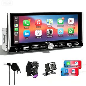 DINRGO Single Din Car Radio - Car Stereo with Wireless Apple Carplay Android Auto, 6.36" Touchscreen Radio with Bluetooth 5.2 Support Mirror Link, RC，GPS, FM, USB & Type-C Fast Charging, EQ, SWC，MIC in Saudi Arabia