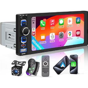 6.8" Single Din Car Stereo with Wireless CarPlay, Android Auto Car Radio in Kuwait