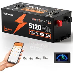 HumsiENK 12V 320Ah LiFePO4 Battery with Bluetooth, 4096Wh Deep Cycle Lithium Battery, 250A BMS (3200W Output), Low-Temp Cut-Off, 58.6lbs Ultra-Light Replacement for 3x 100Ah, RV, Marine, Solar in Kuwait