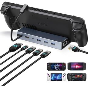 Steam Deck Dock, Docking Station for Steam Deck/ROG Ally/Legion Go/MSI Claw/Nitro Deck/Steam Deck OLED, 6-in-1 USB C Dock with HDMI 4K UHD, 100Mbps RJ45 Ethernet, USB 3.0 and PD 100W Charging in Kuwait