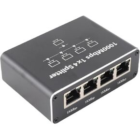 High Speed Ethernet Splitter 1 to 4 for Cat5 Cat6 Cat7 Cat8 Networks, 1000Mbps RJ45 Gigabit Splitter for Home and Office Use in Kuwait