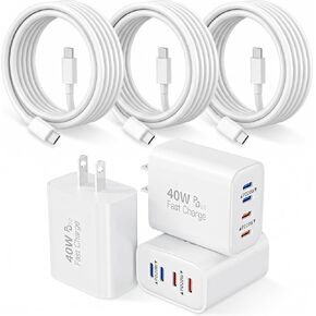 Apple iPhone Charger Fast Charging,3Pack Long 6FT Type C to USB C Cable Cord 4 Port 40W USB C Charging Block Apple Charger Quick Charging for iPhone 17 Air/17 16 15 Pro Max/16e/16 Plus/15/15 Pro/iPad in Kuwait
