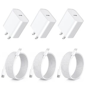 iPhone Charger Fast Charging, Fast Charger 3Pack Type C Fast Charger Block Plug Adapter with 6FT Type-C to Lightning Cable Compatible With iPhone14/13/13 Pro/12 Pro/12 Pro Max/11/Xs Max/XR/X/SE, iPad in Kuwait