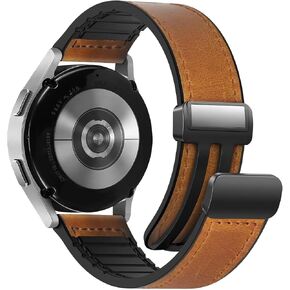 Magnetic Leather Band Compatible with Samsung Galaxy Watch 7/6/5/4/Active 2 40mm 44mm/Watch 6 Classic 43mm 47mm/Watch 5 Pro 45mm/Watch 4 Classic 42mm 46mm, 20mm Strap for Men in Kuwait