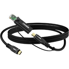 USB C to Ethernet Cable 4FT, 2-in-1 USB C to RJ45 Adapter (1Gbsp Ethernet) & USB C Cable (10G/4K/100W), Thunderbolt 4/5 Compatible, Ideal for MacBook, iPad Pro, XPS, Surface Pro, Essential for Travel in Kuwait