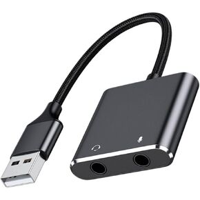 USB Sound Card with 3.5mm Headphone Port USB to 3.5mm Adapter Stereo External Sound Card for Laptop Desktop Headsets Portable in Kuwait