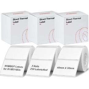 NIIMBOT Labels for B1/B21/B3S Label Maker, (3 Rolls, 1.57'' x 1.18'' /40x30mm) Thermal Sticker Label, Waterproof, Oil-Proof and Tear-Proof, Self-Adhesive Thermal Labels (White) in Kuwait
