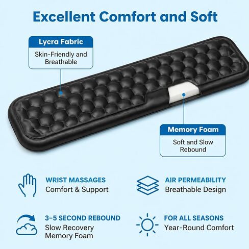 4-in-1 Ergonomic Wrist Rest for Keyboard & Mouse, Non-Slip Desk Mat with Coaster, Soft Memory Foam Keyboard Wrist Rest Set Comfort for Office, Work, Gaming in Kuwait
