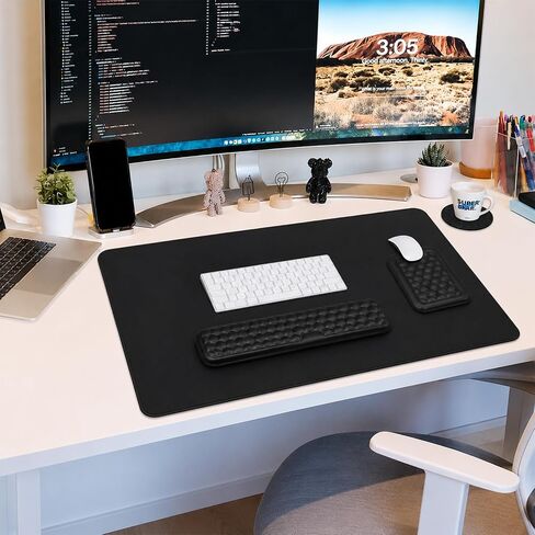 4-in-1 Ergonomic Wrist Rest for Keyboard & Mouse, Non-Slip Desk Mat with Coaster, Soft Memory Foam Keyboard Wrist Rest Set Comfort for Office, Work, Gaming in Kuwait