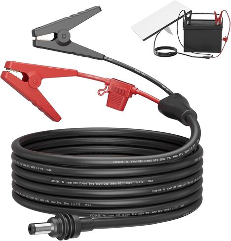 Starlink Mini Power Cable, Alligator Clips to DC Cable 12-48V Input Adapter for Starlink Mini, 12AWG DC Power Cable with 20A Fuse Protection, DC5521 Male Connector for RV, Car Battery(6.5FT) in Kuwait