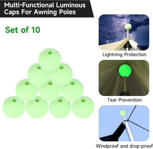 SANLIKE Luminous TPR Tarp Pole Tips Anti-Slip Tent Pole Caps Set of 10 in Kuwait