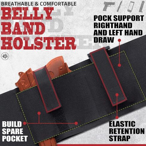 Bundle of Belly Band + Ankle Holster, Concealed Carry with Magazine Pocket/Pouch for Women Men Compatible with Glock, Ruger LCP, M&P Shield, Sig Sauer, Ruger, Kahr, Beretta, 1911, etc in Kuwait
