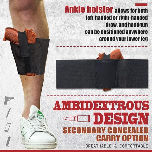 Bundle of Belly Band + Ankle Holster, Concealed Carry with Magazine Pocket/Pouch for Women Men Compatible with Glock, Ruger LCP, M&P Shield, Sig Sauer, Ruger, Kahr, Beretta, 1911, etc in Kuwait
