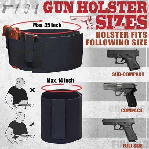 Bundle of Belly Band + Ankle Holster, Concealed Carry with Magazine Pocket/Pouch for Women Men Compatible with Glock, Ruger LCP, M&P Shield, Sig Sauer, Ruger, Kahr, Beretta, 1911, etc in Kuwait