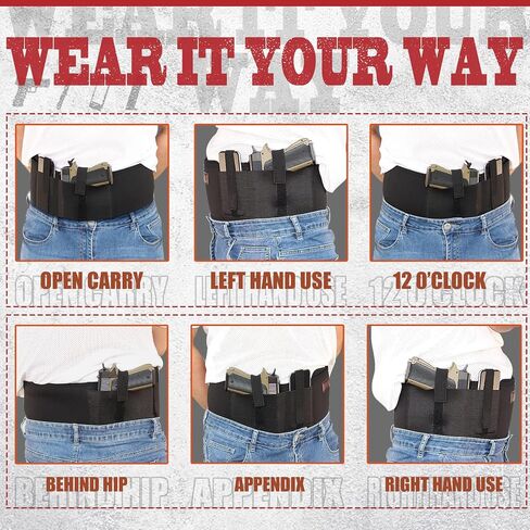 Bundle of Belly Band + Ankle Holster, Concealed Carry with Magazine Pocket/Pouch for Women Men Compatible with Glock, Ruger LCP, M&P Shield, Sig Sauer, Ruger, Kahr, Beretta, 1911, etc in Kuwait
