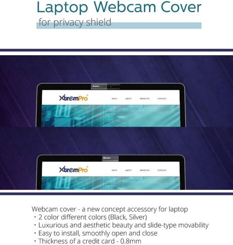 Webcam Cover Privacy Shield for Computer, Mac, MacBook Pro, iMac, Laptop, Surfcase Pro, Phone, 0.03 in Ultra Thin Camera Blocker Privacy Shield - Black/Silver (Black) in Kuwait