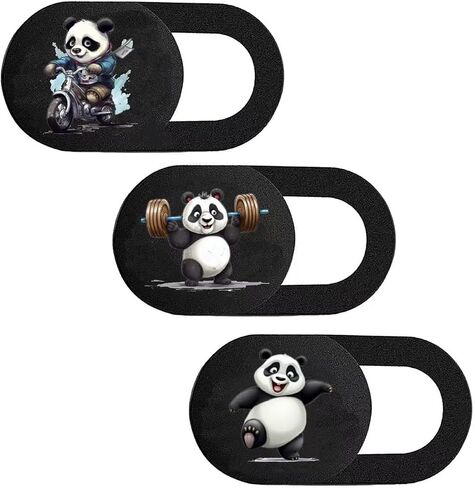 Phone Camera Cover, 0.02 Inch Laptop Webcam Cover Slide, Webcam Privacy Cover, Keep Your Privacy Safe (Panda - Black) - 3PCS in Kuwait