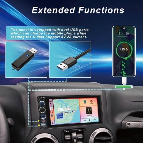 6.8" Single Din Car Stereo with Wireless CarPlay, Android Auto Car Radio in Kuwait