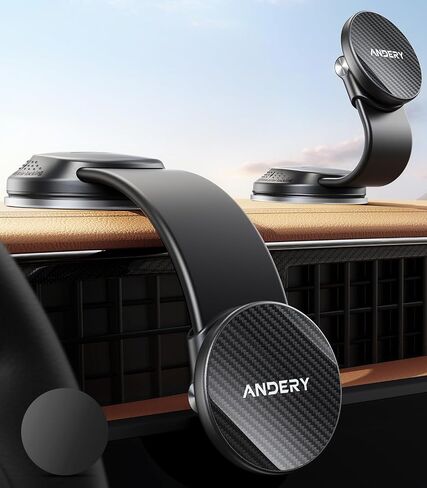 ANDERY Car Phone Holder for MagSafe [360° Adjustable Memory Alloy Arm | 2400gf Strongest Magnetic Power] Bendable Car Mount, Phone Holders for Your Car for iPhone and All Smartphones, Carbon Fiber in Kuwait