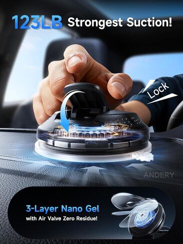 ANDERY Car Phone Holder for MagSafe [360° Adjustable Memory Alloy Arm | 2400gf Strongest Magnetic Power] Bendable Car Mount, Phone Holders for Your Car for iPhone and All Smartphones, Carbon Fiber in Kuwait