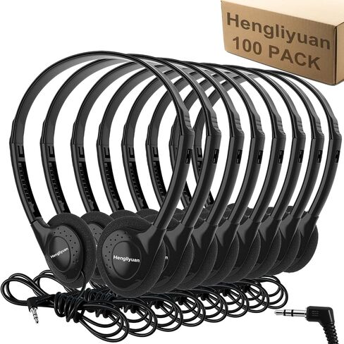 25 Pack Bulk Headphones for Kids School Classroom,Wholesale Class Set Durable Earphones for Students Children Toddler Teens Boys Girls and Adult (HLY002 Black) in Kuwait