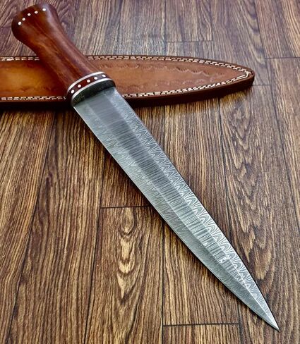 REG-2197 - Custom Handmade Damascus Steel 17 Inches Dirk Blade Knife - Perfect Grip Rose Wood Handle in Kuwait